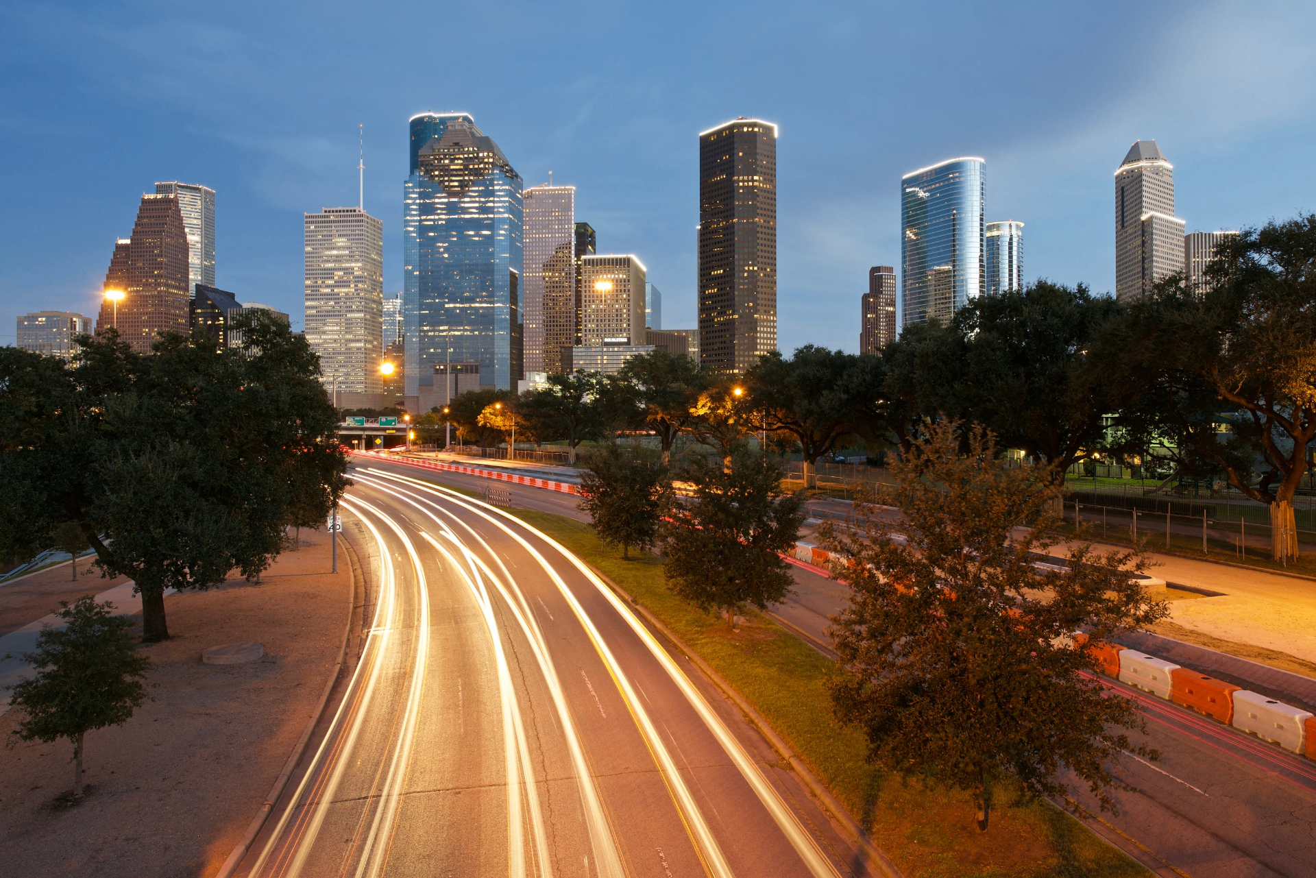 Houston, Texas skyline at dusk